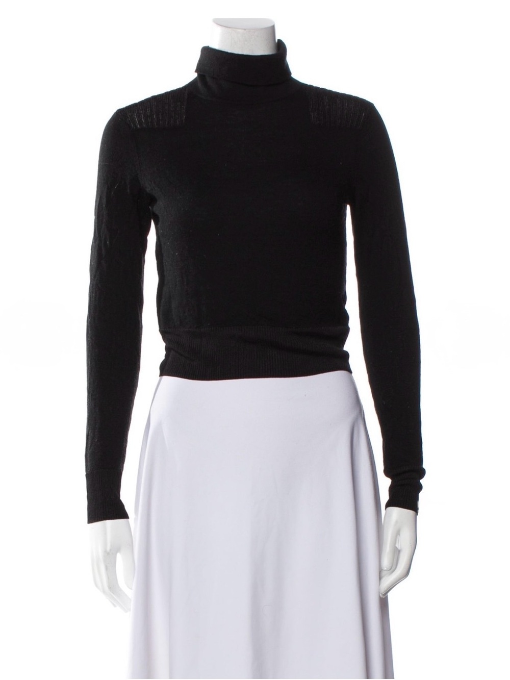 rag & bone Black Rib-Shoulder Turtleneck Sweater